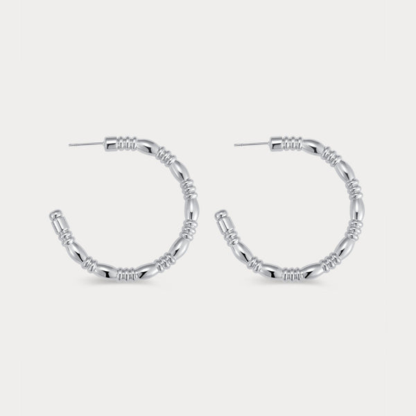 Noa Beaded Silver Hoop Earrings JOOEL