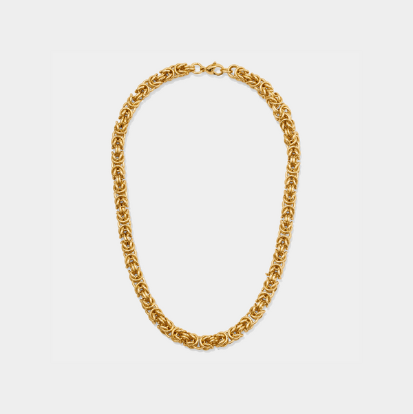 Quality Gold 14k Fancy Graduated 7-12mm Flat Byzantine Necklace SF2733 -  Richmond & Fredericksburg Jewelers