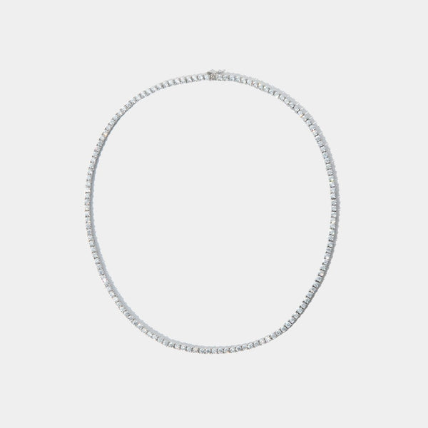 Venus 3 Prong Silver Tennis Necklace Jooel