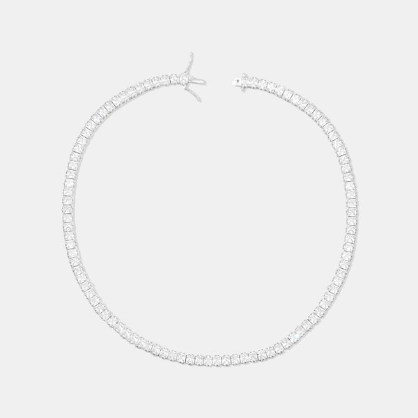 Solana Square Tennis Necklace | Silver Jooel